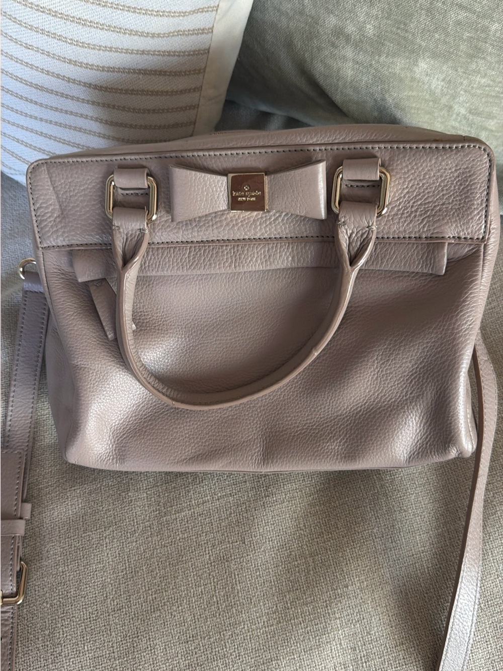 kate spade Pebbled Leather Satchel in Blush